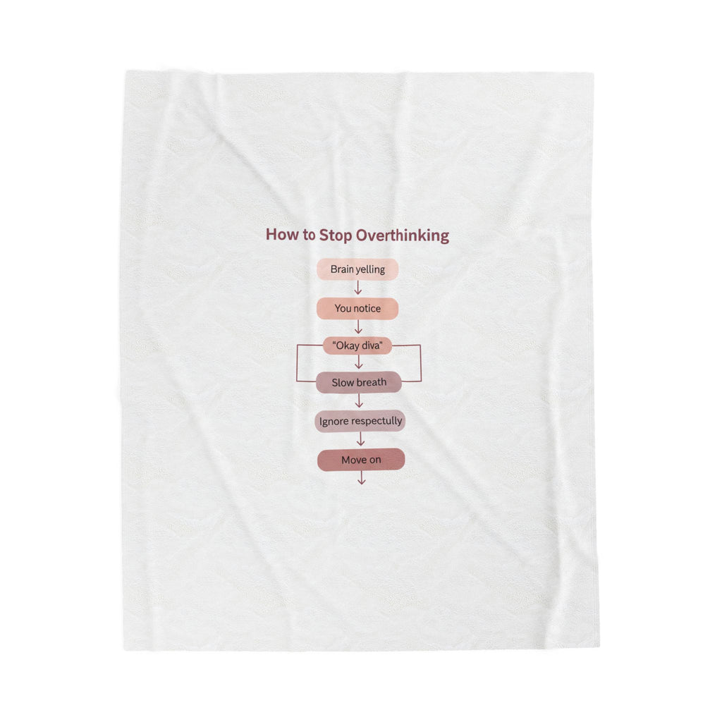 How to Stop Overthinking Blanket | Chart Humor, Minimal Diagram Velveteen Plush
