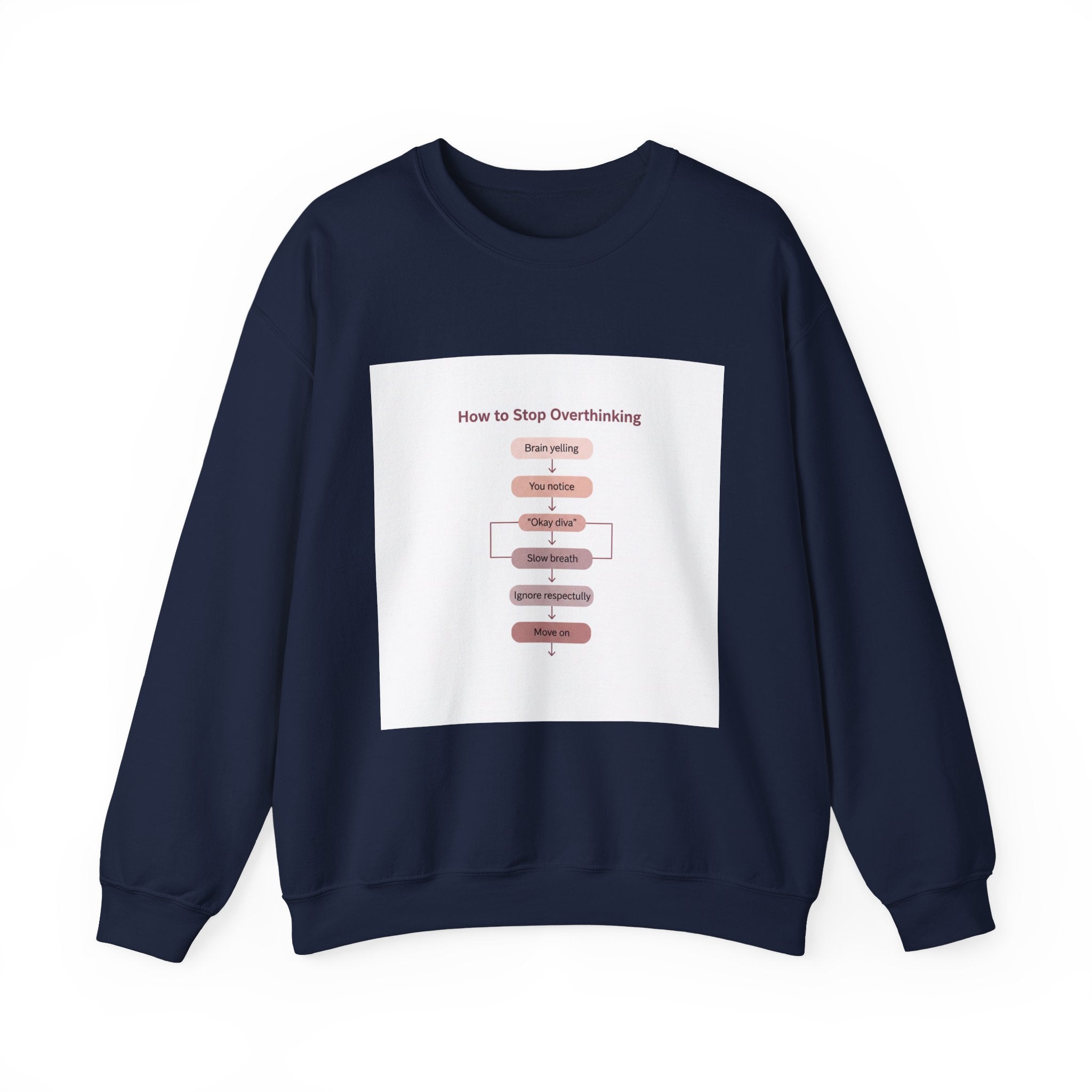 How to Stop Overthinking Flowchart Sweatshirt | Chart Humor, Nerd Diagram