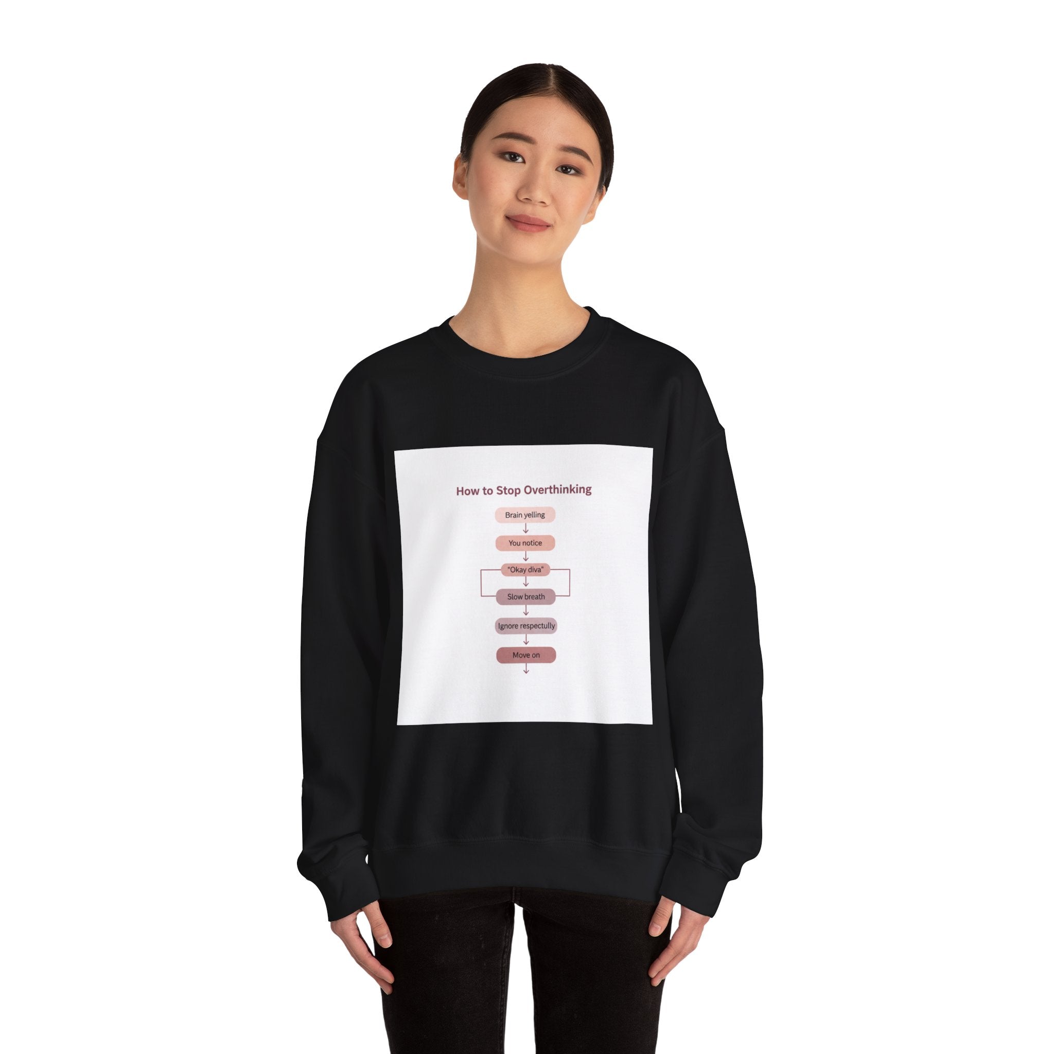 How to Stop Overthinking Flowchart Sweatshirt | Chart Humor, Nerd Diagram